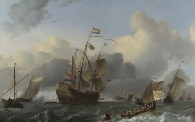 Die Eendracht und eine Flotte niederländischer Kriegsschiffe, ca. 1670-75